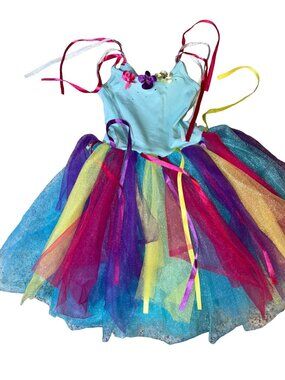 Pink Poppy Rainbow Tulle Fancy Dress Girls Multi color 5-6 Years